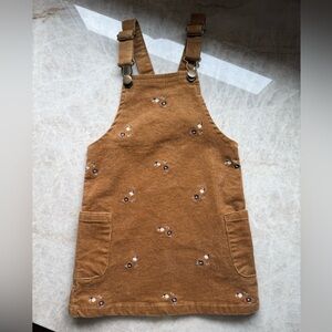 Chelsea & Violet Girls Floral Applique Corduroy Jumper - Brown/Tan 3T